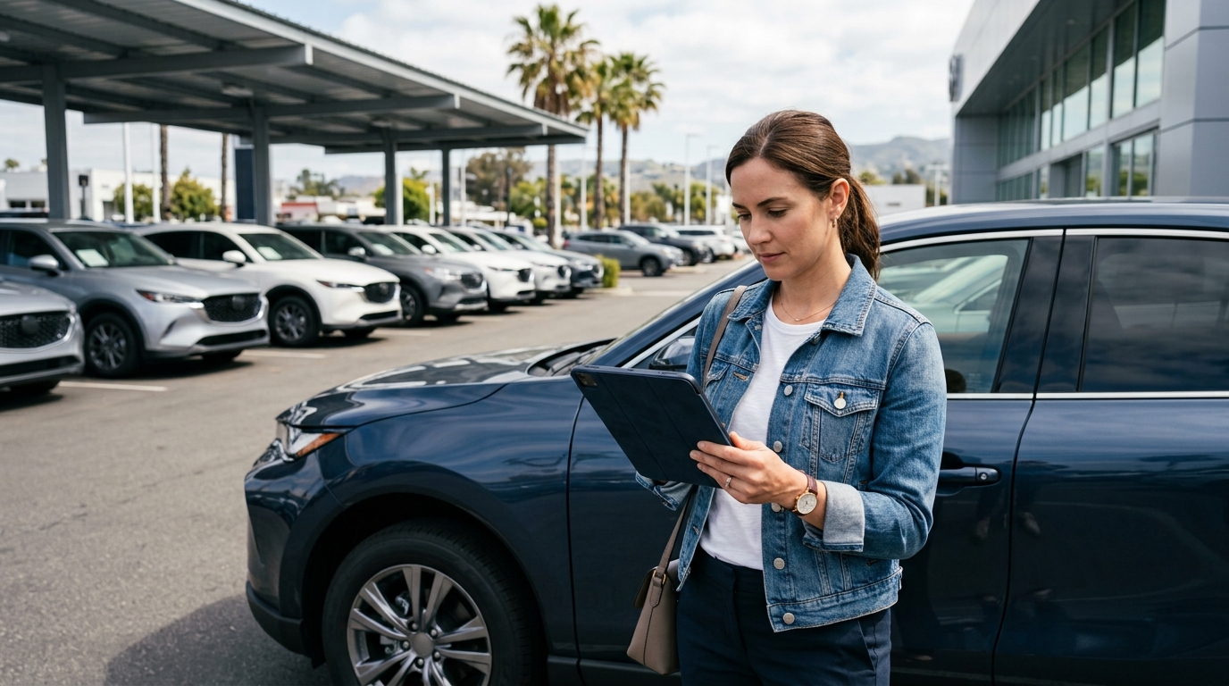 California shopper comparing new vehicle prices