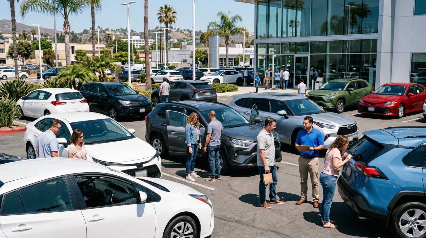 California shoppers comparing hybrid vehicles