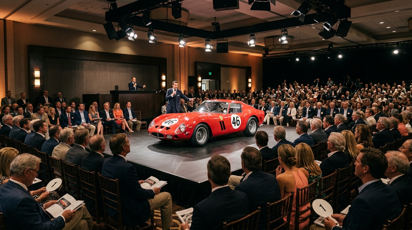 Collector car auction during Monterey Car Week