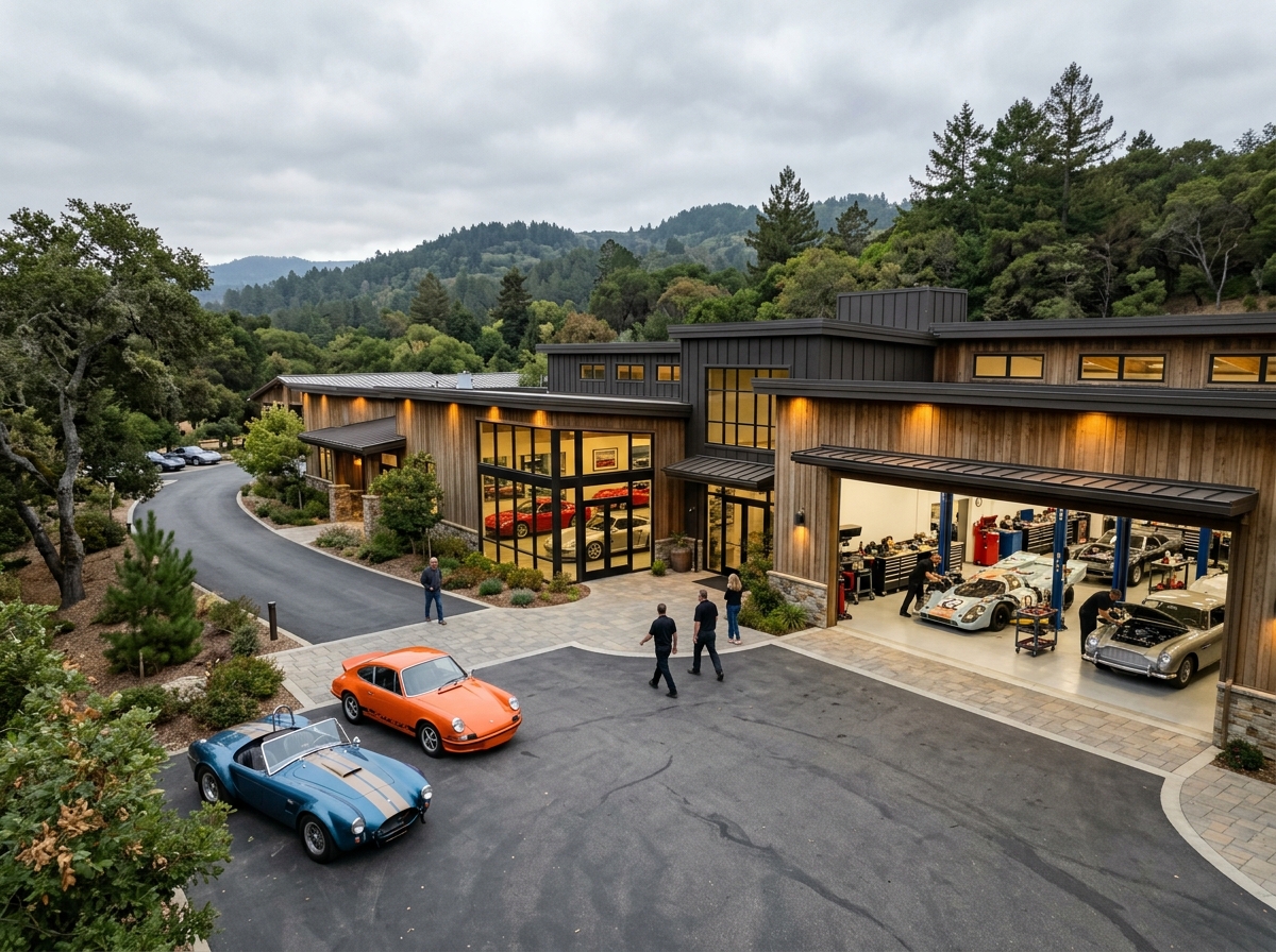 Collector car showroom and specialty automotive workshop in Scotts Valley, California