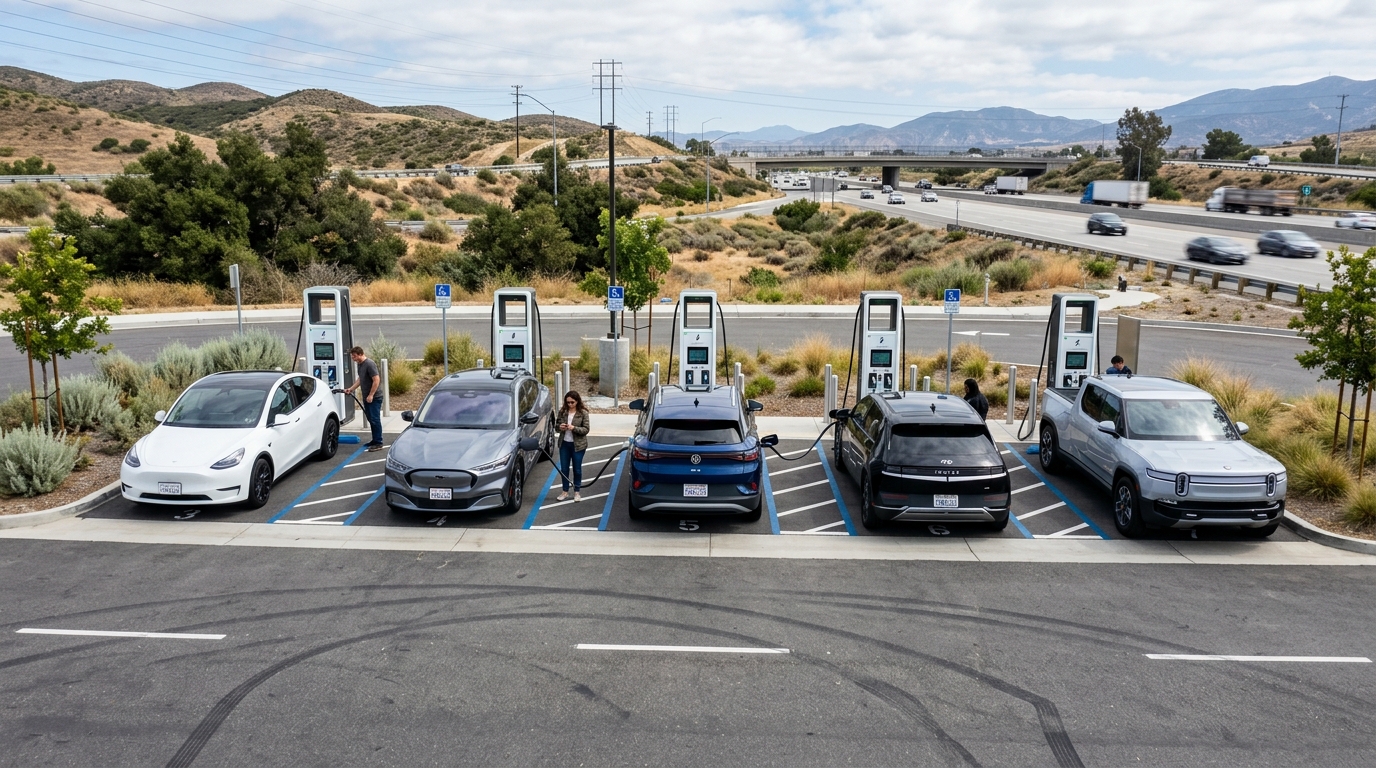 Public DC fast chargers along a California corridor