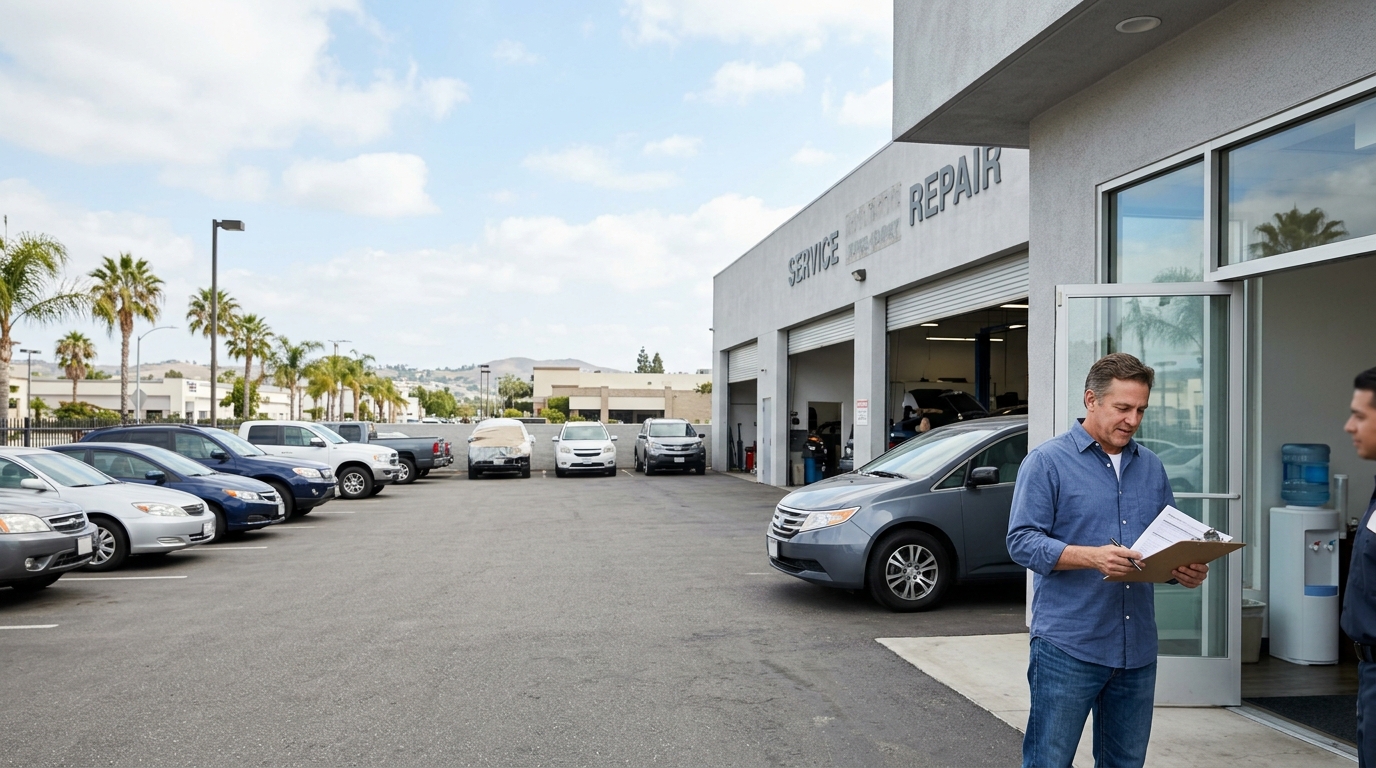 Vehicles stored at a California auto repair shop
